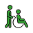 symbol osoby na wózku z asystentem